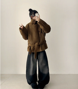 Pony Thick Belt Double High Neck Coat
