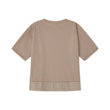 ニットノイジーホットダイヤモンドフローラル半袖Tシャツ