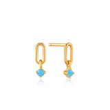 Linked Drop Turquoise Stud 925 Silver Earring E033-02G