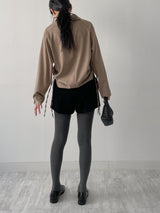 Checked shirring raglan blouse