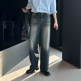 LMN Kade Brush Wide Denim Pants (blue green)