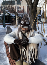 Zero Nine Cozy Snowflake Drop Knit Beanie