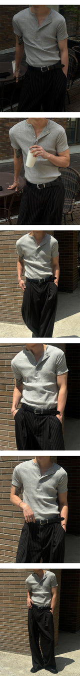 [S/S] High ribbed henry neck half knit(3color)