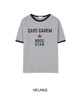 Rokdon Star Lettering Ringer Short Sleeve T-shirt