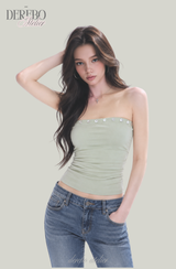 Olive Brown Tube Top Bolero Two-Piece Set