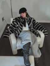 Wavy gradation fur jacket