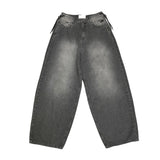 String wide denim pants