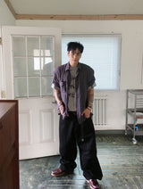 No.1325 wrinkle roll up check SHIRT (3color)