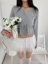 Ethereal Soft Edge Frill Ribbon Strap Long Sleeve Knit Cardigan (3 Colors)