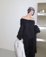 Ribbon off-shoulder oversized fit sweatshirt
