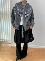 Winter Cozy No Collar Knitwear Zip-Up Cardigan