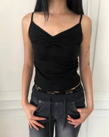 Jenniz Shirred Strap Sleeveless Top