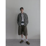 Vintage washing beige check shirts