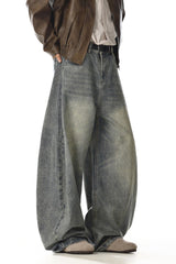 Washed Loose Straight Jeans