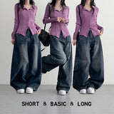 Fit guaranteed! Wide denim pants that cover the lower body (4 colors)