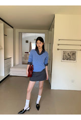 ツイスティドVネック長袖ニット