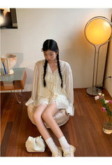 Lily frill shirring lace skirt