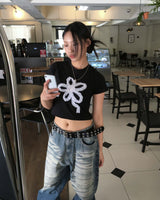 Cat gradation denim pants