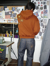 Bouclé Argyle Knit Zip-up Hoodie_Burnt Orange
