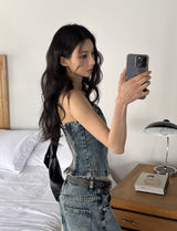 Kishi Set-Up Cut Out Denim Top