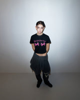 ツインリボンクロップTシャツ　ブラック