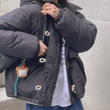 Second tteokbokki oversized hooded padded jacket