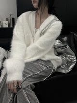 overfit blanc angora knit cardigan (unisex)