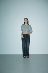 Wide washed denim pants_black