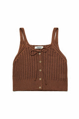 クロシェットニットベスト[Brown]