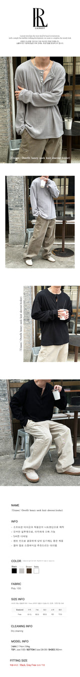 [Unisex] オーバーフィットヘンリーネックニットスリーブス(4color)