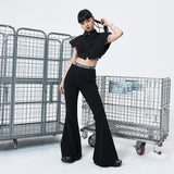 ベーシックファインブーツカットバンディドウエストパンツ (BLACK)