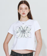 フラワーDロゴTシャツ_ホワイト