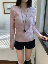ビスチェVネックリブスリムフィットニット