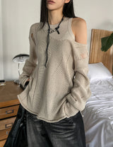 Yukia Damage Deep V-Neck Knit