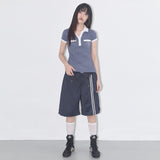 ボタンアップバミューダスウェットパンツ (NAVY) F25QD817