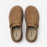 Buckle Round-Toe Clogs Camel