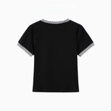 チェックリボンアクセントTシャツ 232427729