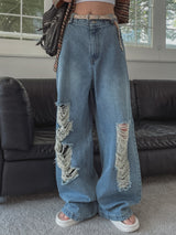 muse wide damage denim pants