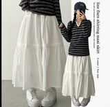 Leaf Waist Banding Line Flare Shirling Kang Kang Long Skirt