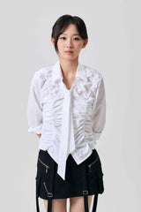 ELISE TIE SHIRRING SHIRT / WHITE