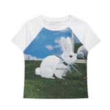 Oslo Pink Bunny Graphic Crop Tee 231935041