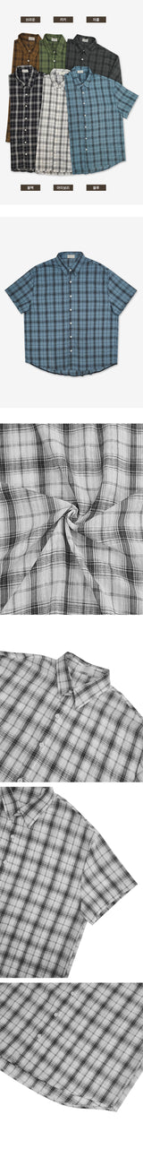 Handy Oversized Fit Checkered Short-Sleeved Shirt