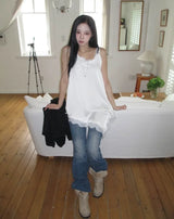 EL Unbalance Lace Satin One Piece