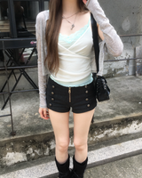 Lace layered mesh top