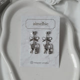 Kitty and Bow Piercing - Silver Color