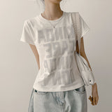 テープレタリング ルーズ スリムフィット ショートスリーブ Tシャツ(3 colors)