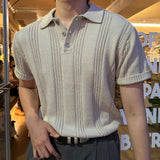 LMN Venue 3 Button Line Collar Short Sleeve Knitwear (6 colors)