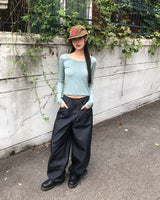 ミュールフラワーパターンラウンドネック長袖Tシャツ