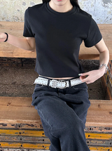 [BASIC ITEM] Basic semi crop t-shirts(4color)