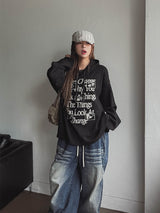 ディングワッフルボクシーフード長袖Tシャツ